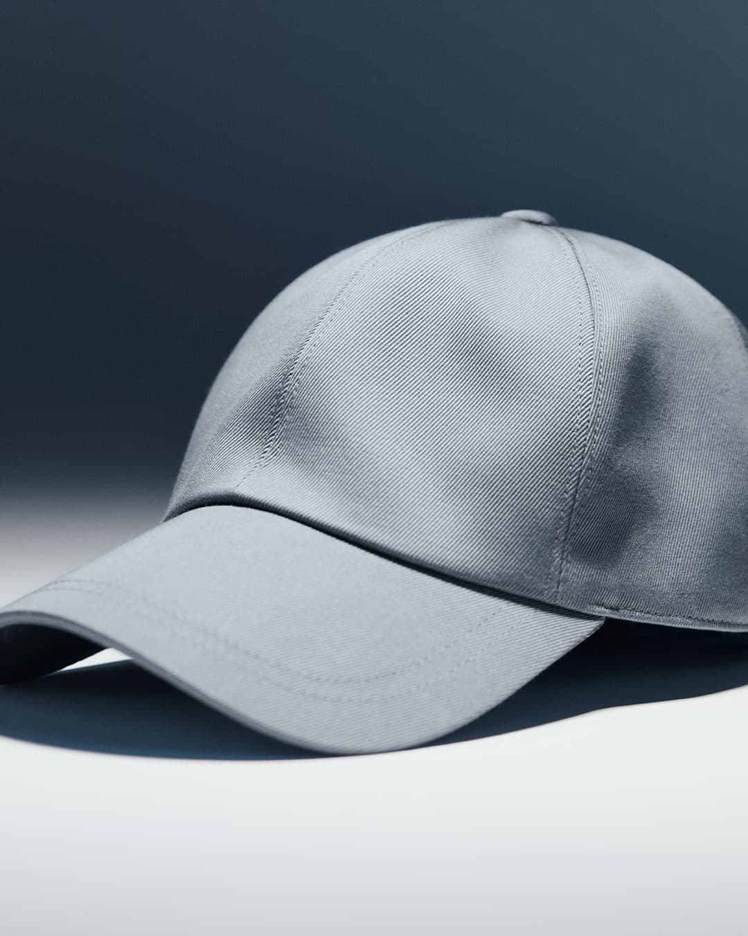 Front view of a sea island cotton blue cap from varsity headwear