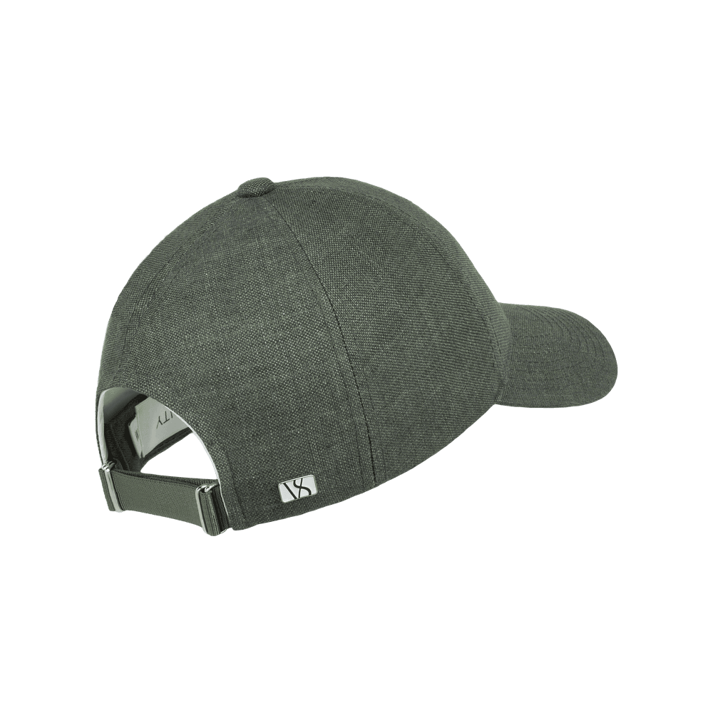 Back view of a Varsity Headwear legacy structured baseball cap in Italian Linen, shown in color french olive