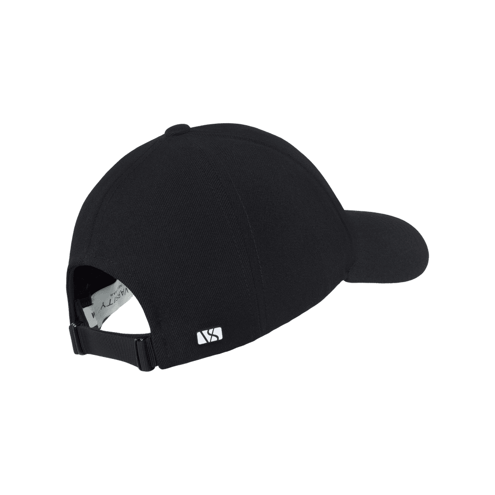 Back view of a Varsity Headwear legacy structured college baseball cap, shown in color black