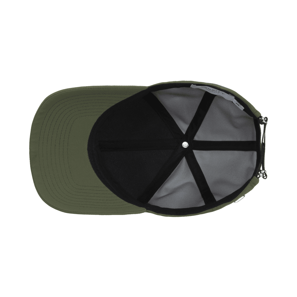 Inside view of a Varsity Headwear legacy structured active tech green baseball cap