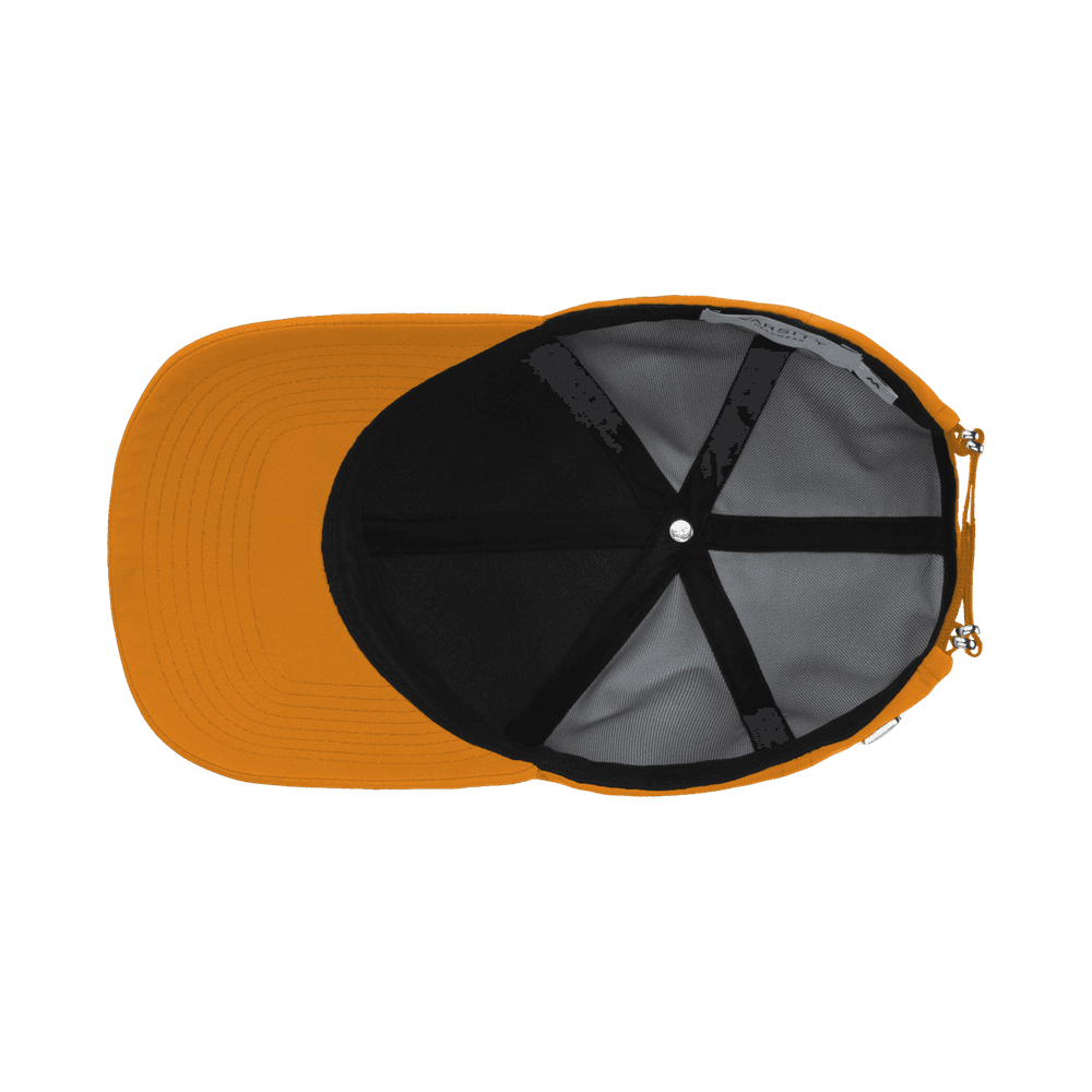 Inside view of a Varsity Headwear legacy structured active tech bright orange baseball cap