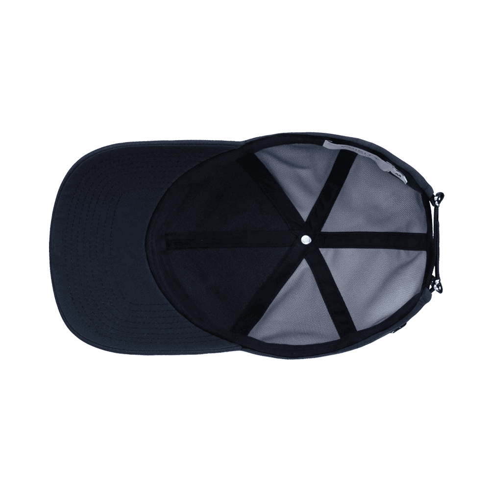 Inside view of a Varsity Headwear legacy structured active tech navy baseball cap 