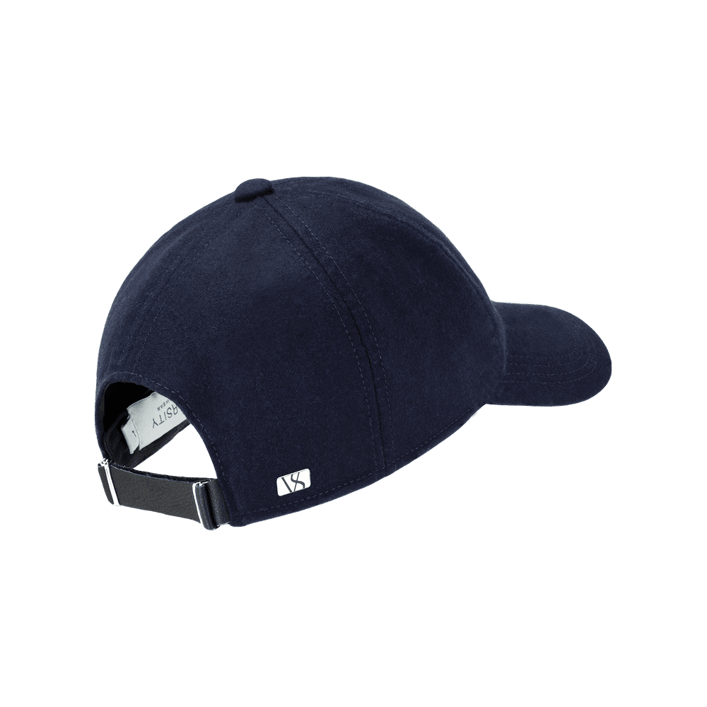 Back view of a Varsity Headwear legacy soft virgin wool bay blue baseball cap