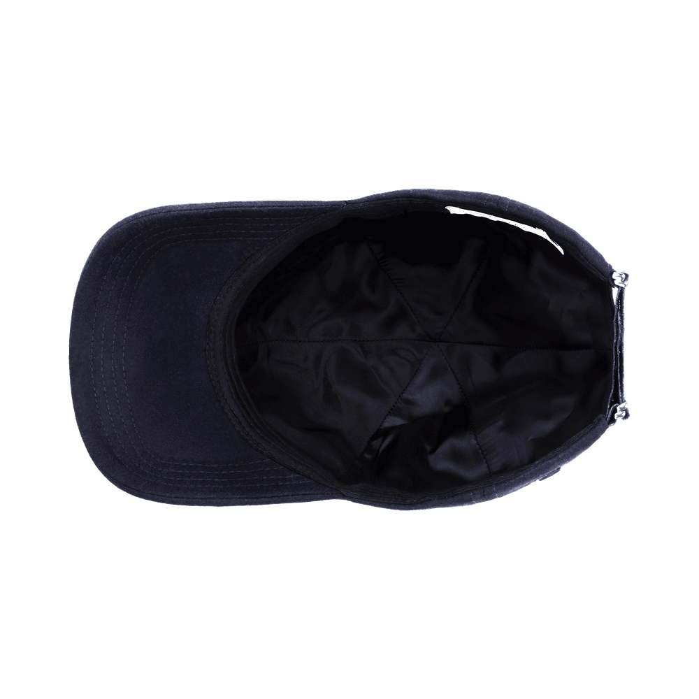 Inside view of a Varsity Headwear legacy soft virgin wool bay blue baseball cap
