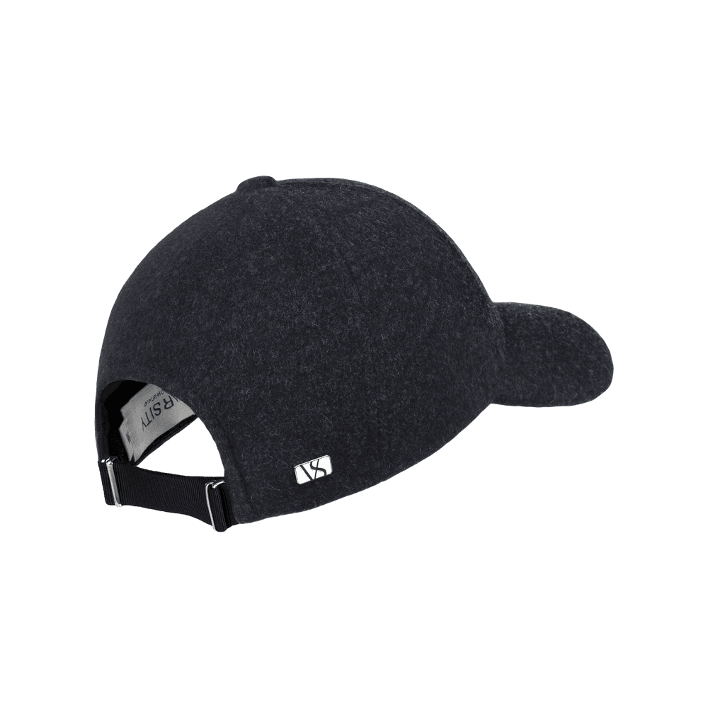 Back view of a Varsity Headwear legacy structured virgin wool jade black baseball cap