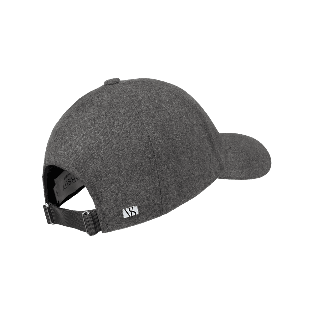 Back view of a Varsity Headwear legacy structured virgin wool taupe brown baseball cap