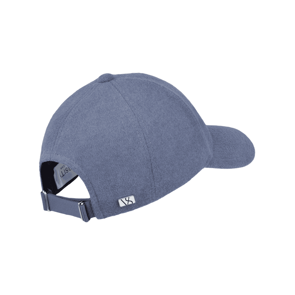 Back view of a Varsity Headwear legacy structured merino wool sky blue baseball cap