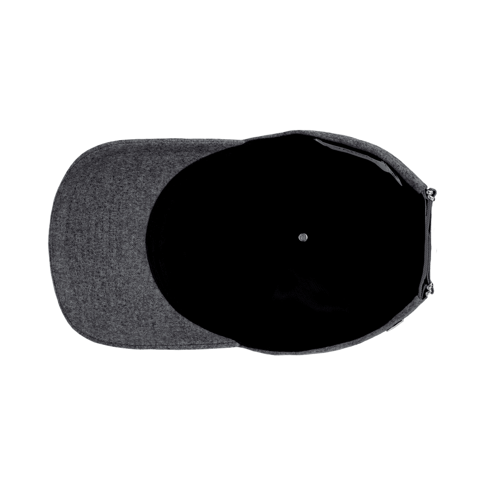 Inside view of a Varsity Headwear legacy structured merino wool granite grey baseball cap