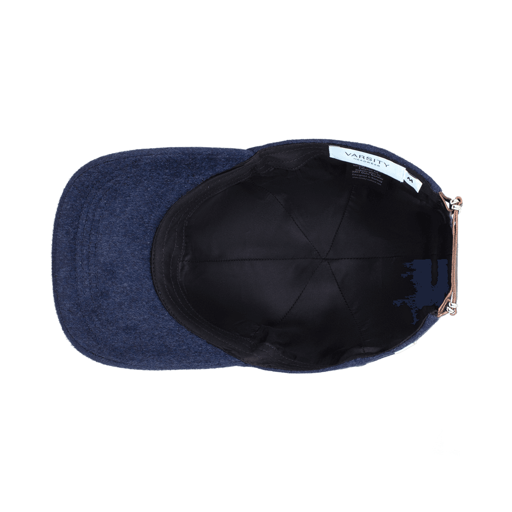 Inside view of a Varsity Headwear legacy soft cashmere royal blue baseball cap