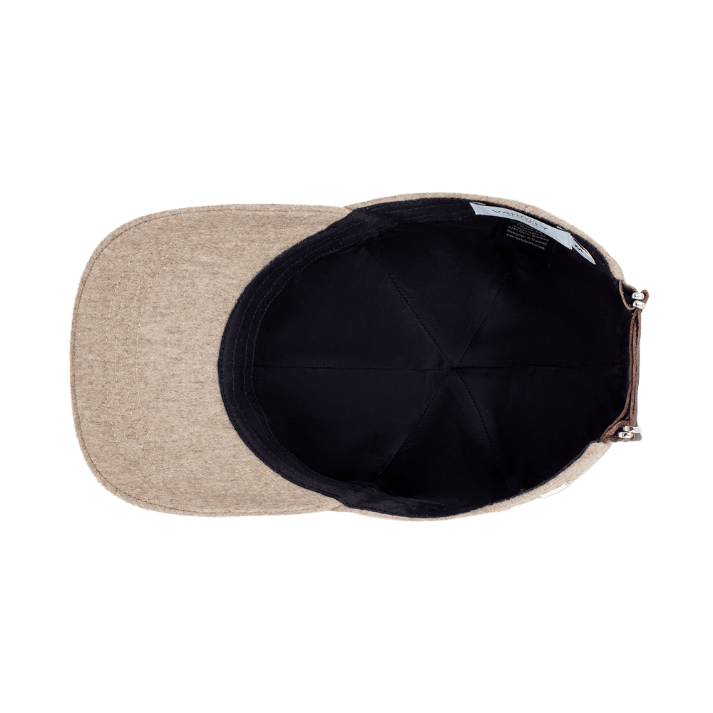 Inside view of a Varsity Headwear legacy soft cashmere marble beige baseball cap