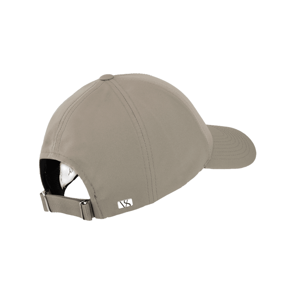 Back view of a Varsity Headwear legacy structured athletic sport greige baseball cap