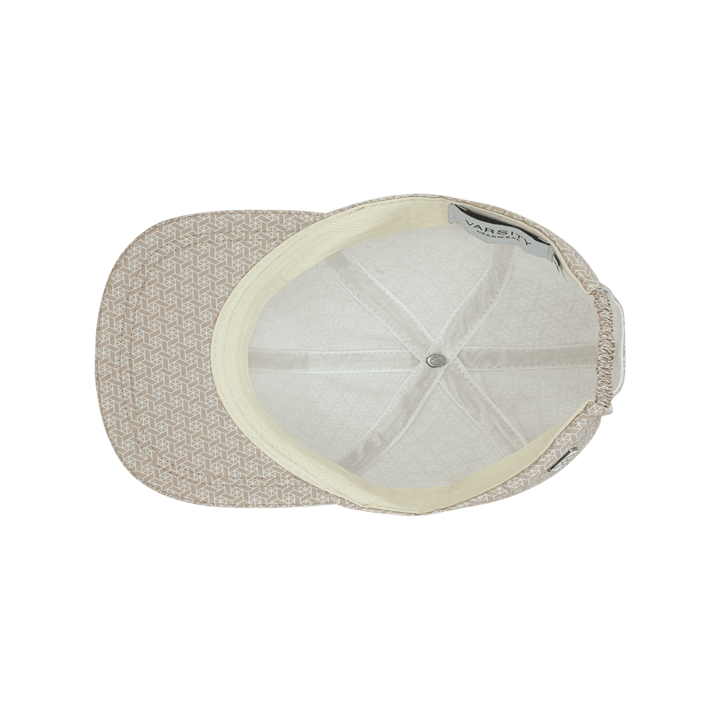 Inside view of a Varsity Headwear seaqual almond beige kids baseball cap