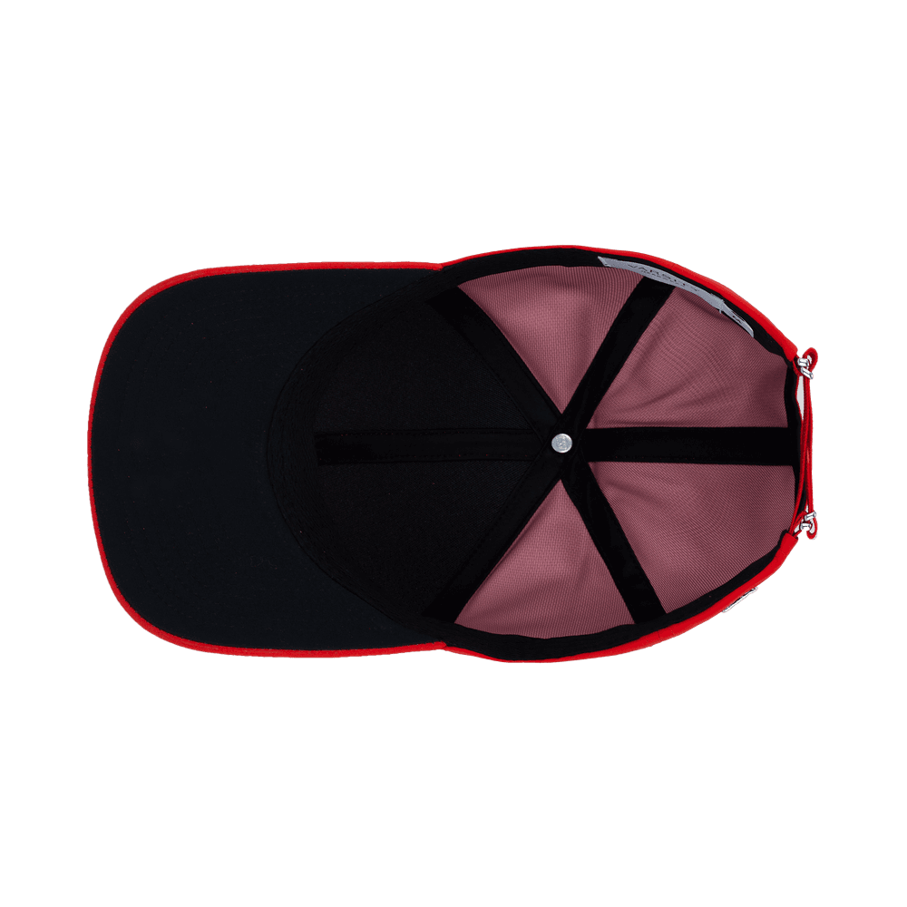 Inside view of a Varsity Headwear legacy soft athletic sport red baseball cap