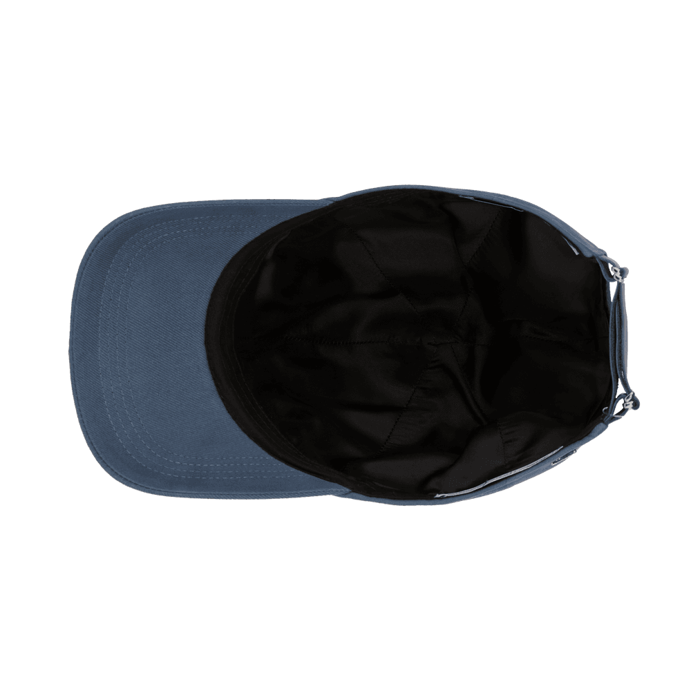 Inside view of a Varsity Headwear legacy soft active navy sea island cotton baseball cap 